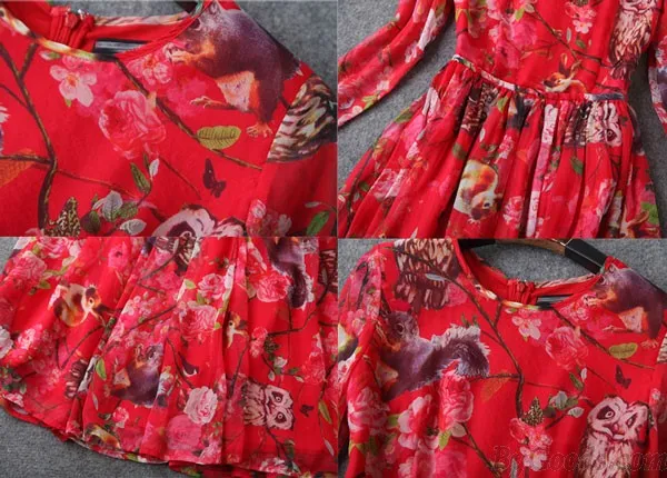 NEW HIGHEND OWL PRINTING LONG DRESS