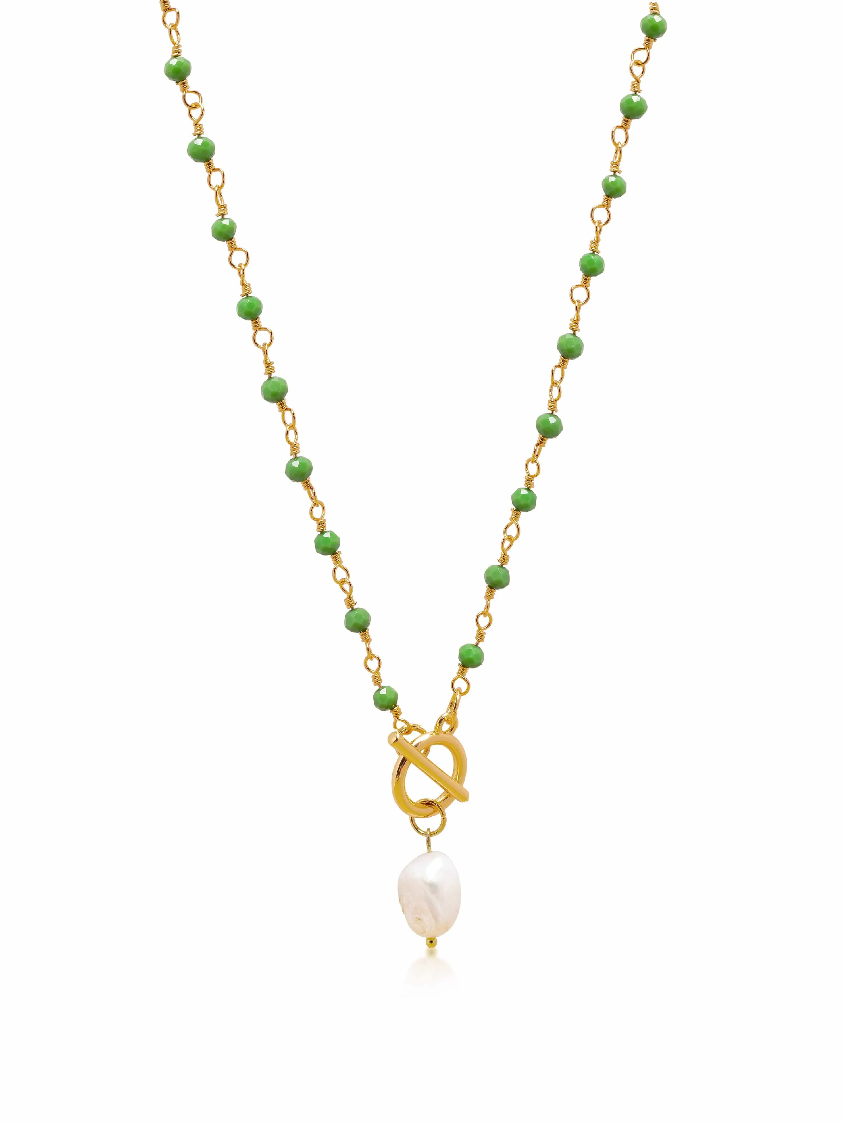 Nialaya Women's Green CZ Wrap Necklace with Pearl