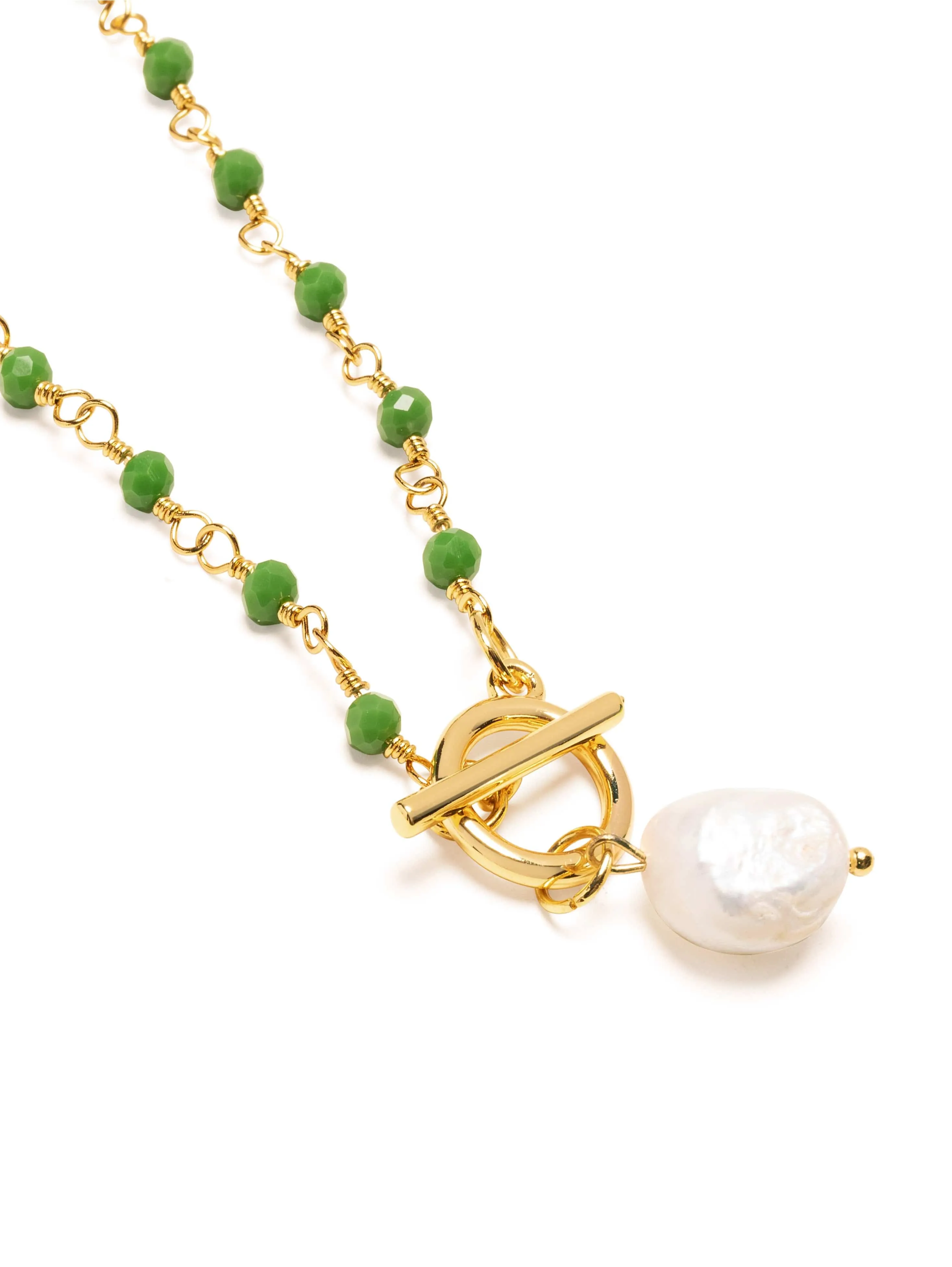 Nialaya Women's Green CZ Wrap Necklace with Pearl