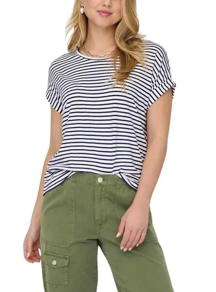 ONLMOSTER STRIPE S/S ONECK TOP NAVAL