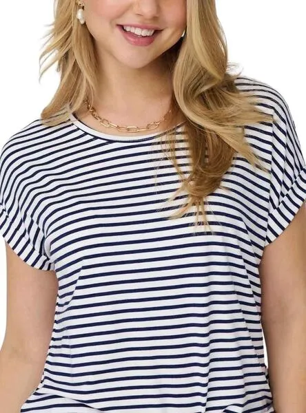 ONLMOSTER STRIPE S/S ONECK TOP NAVAL