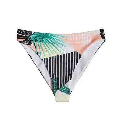 Parte de abajo de bikini de pop surf reg high roxy pierna inferior (verdadero negro Crazy Vic)
