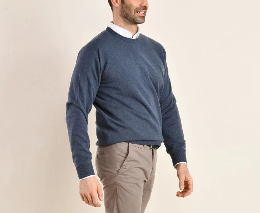 PETROL BLUE ROUNDNECK WOOL JUMPER  CONAN