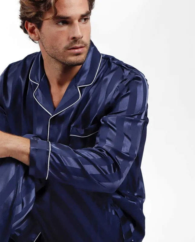 Pijama Admas de Raso a rayas en azul marino