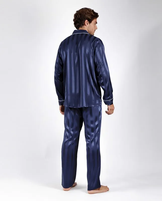 Pijama Admas de Raso a rayas en azul marino