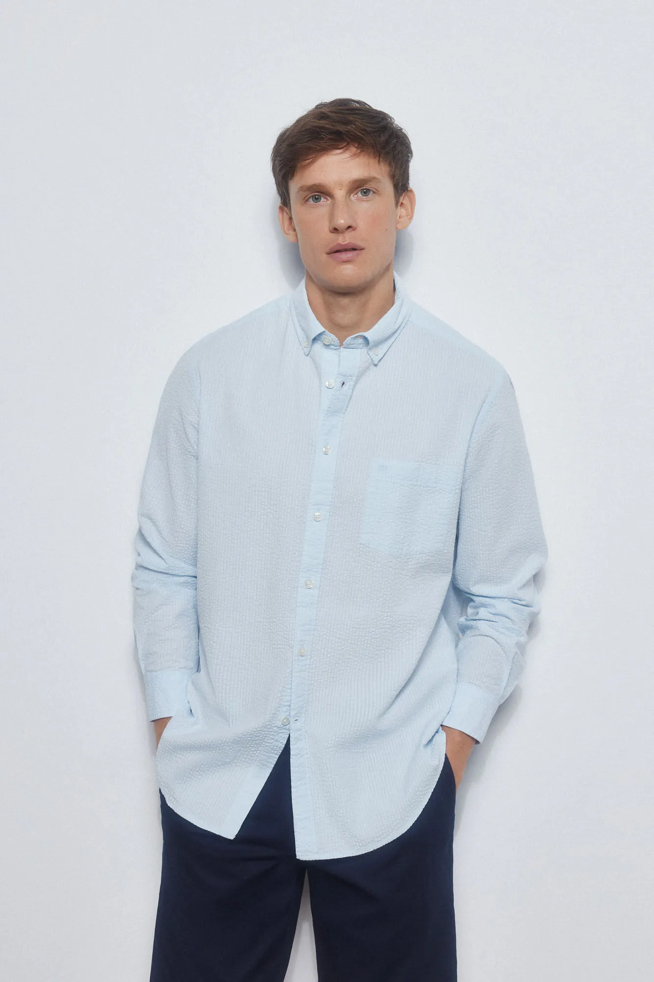 Plain seersucker shirt