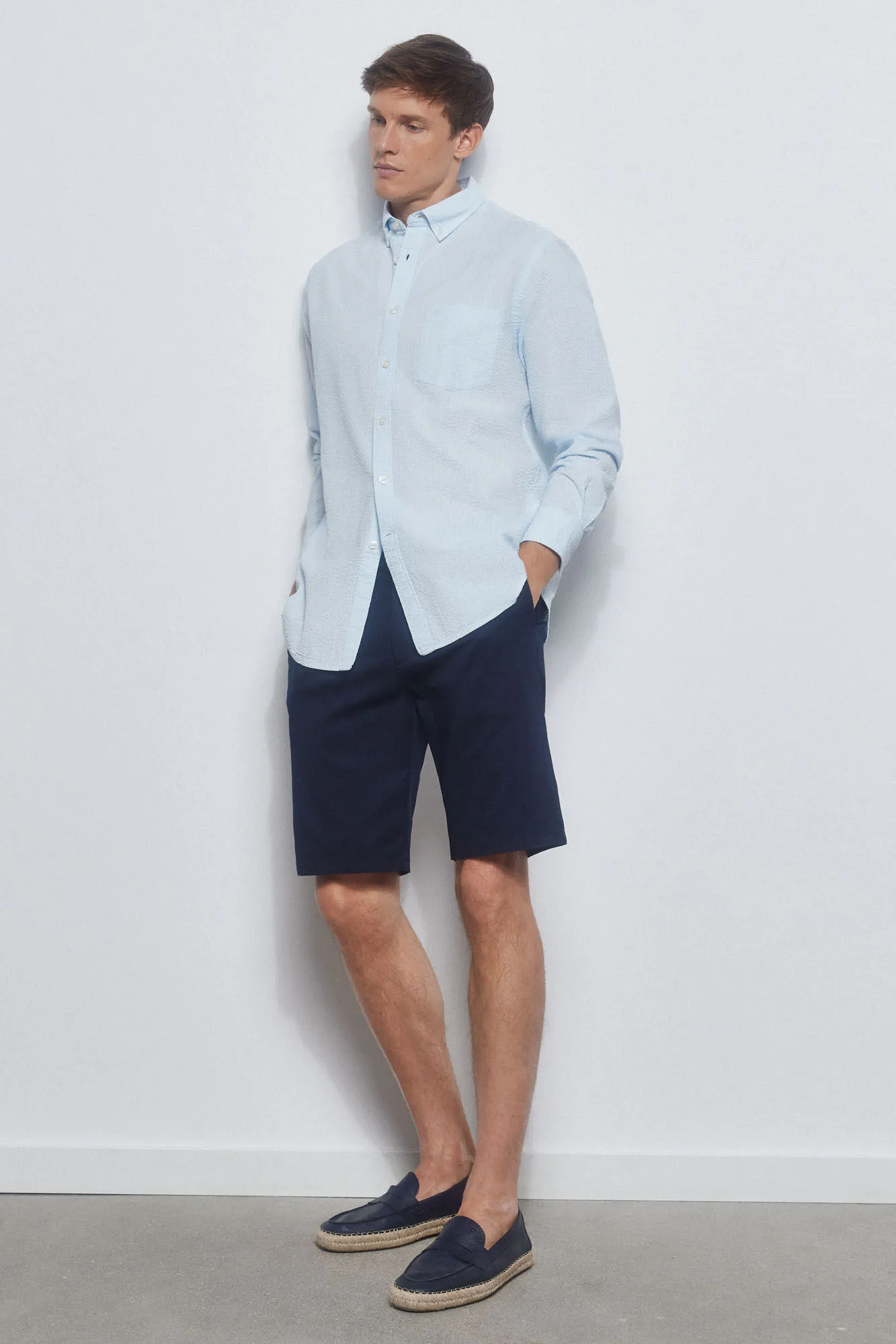 Plain seersucker shirt