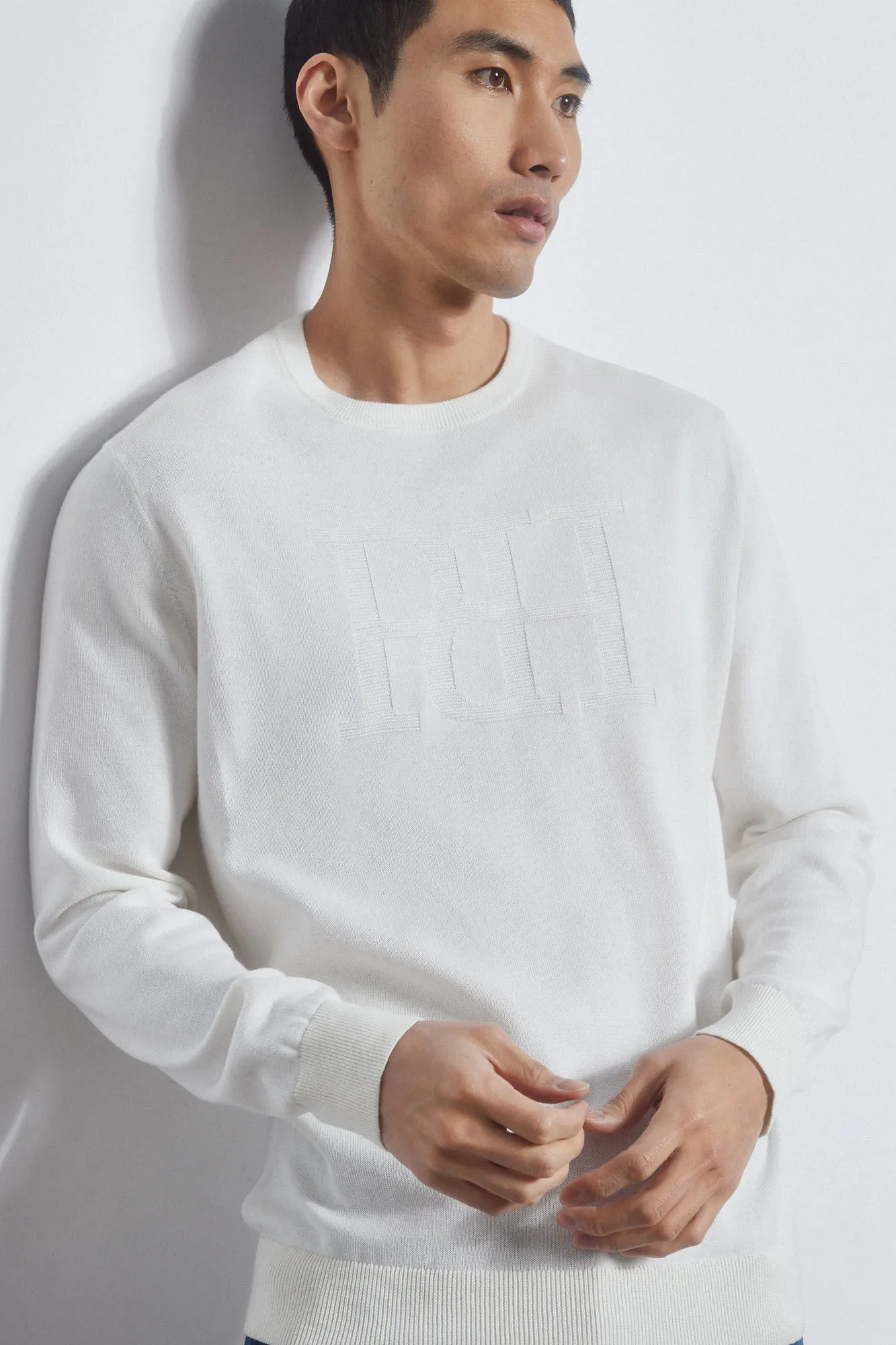 Round neck jumper with chest logo