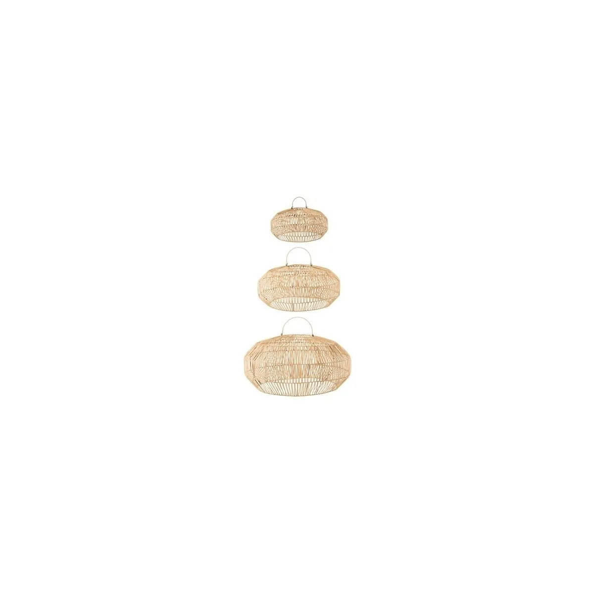 S/3 ABATJOUR ROTIN NATUREL (78.5X78.5X39CM)