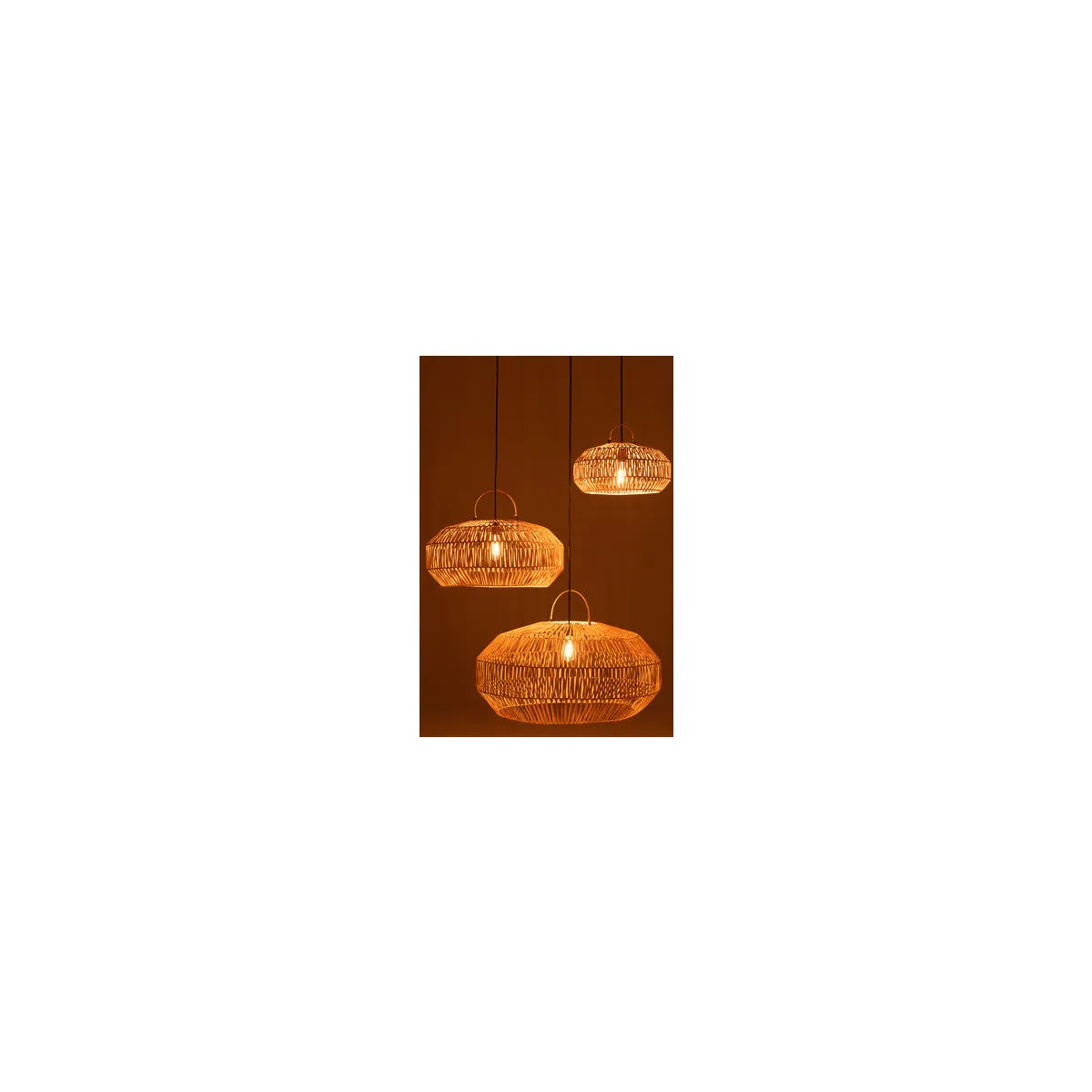 S/3 ABATJOUR ROTIN NATUREL (78.5X78.5X39CM)