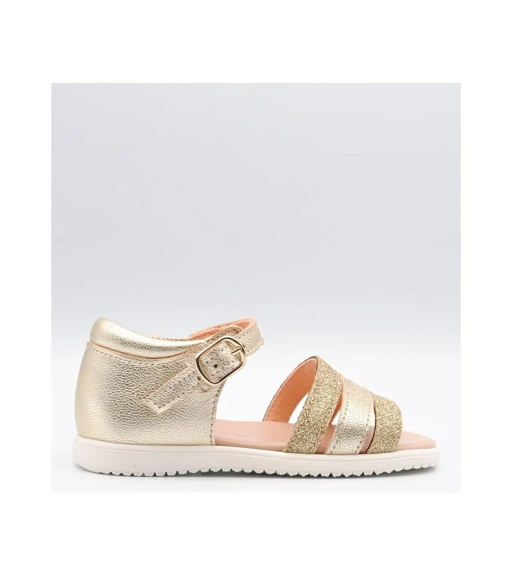 SANDALIAS BEBÉ CLARYS CHAROL DORADO  Y GLITTER