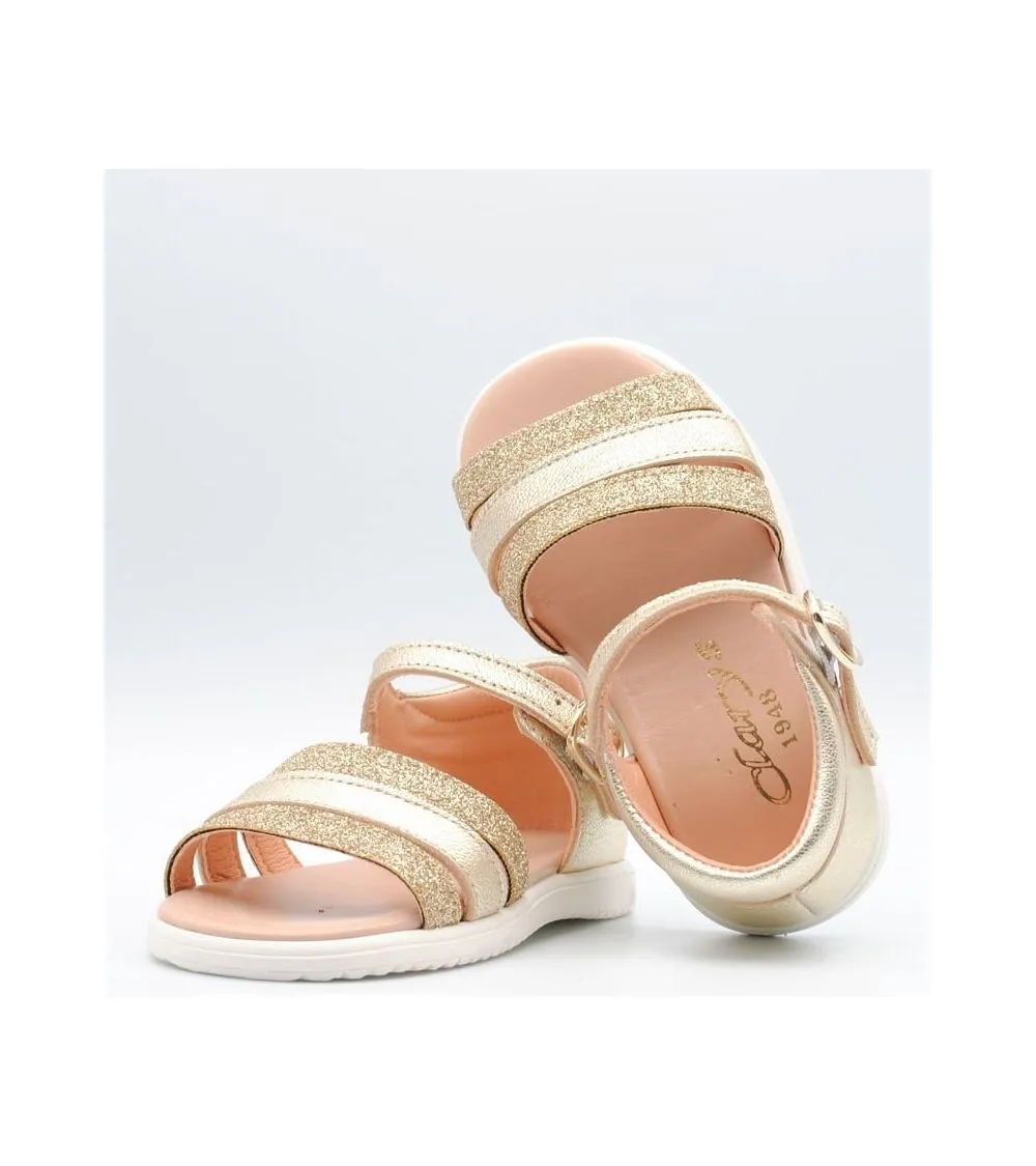 SANDALIAS BEBÉ CLARYS CHAROL DORADO  Y GLITTER