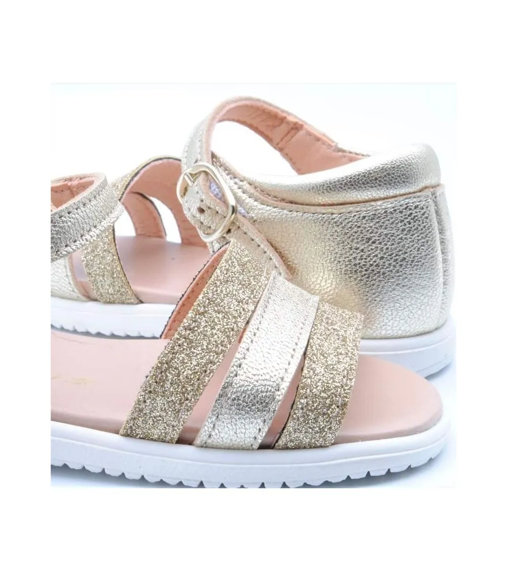 SANDALIAS BEBÉ CLARYS CHAROL DORADO  Y GLITTER