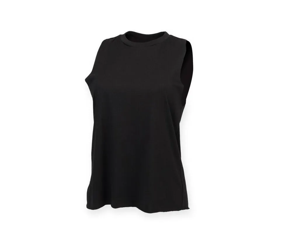SF WOMEN SK232  WOMEN’S HIGH NECK SLASH ARMHOLE VEST  BLACK