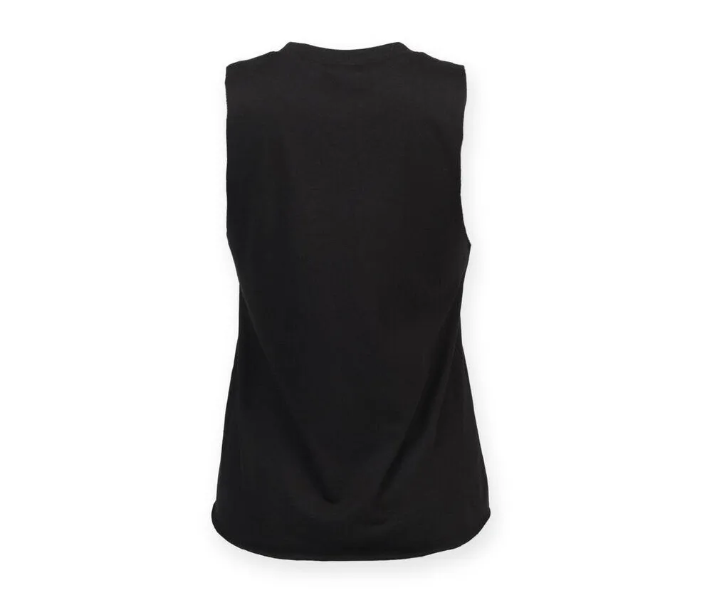 SF WOMEN SK232  WOMEN’S HIGH NECK SLASH ARMHOLE VEST  BLACK