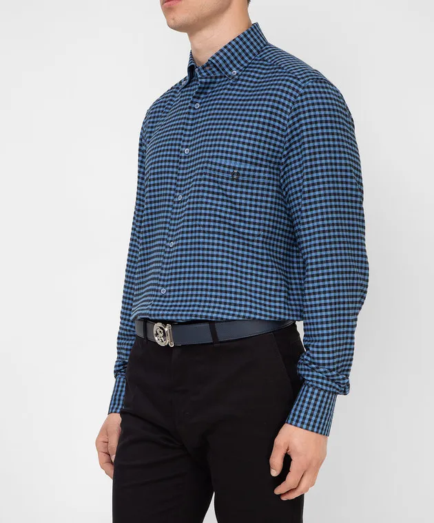 Stefano Ricci Blue checked shirt