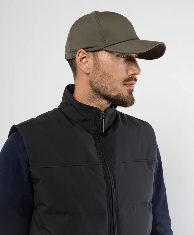 Stefano Ricci Khaki cap with metallic branding logo