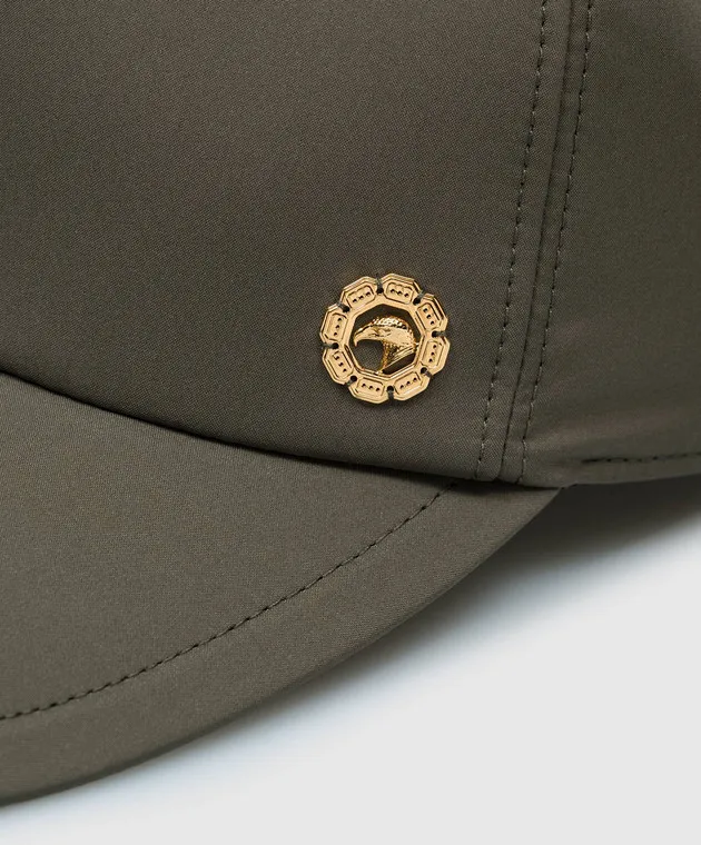 Stefano Ricci Khaki cap with metallic branding logo
