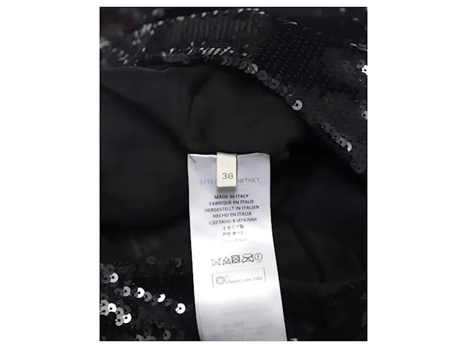 Stella Mc Cartney Mono largo con parte superior de lentejuelas en seda negra de Stella McCartney Negro 