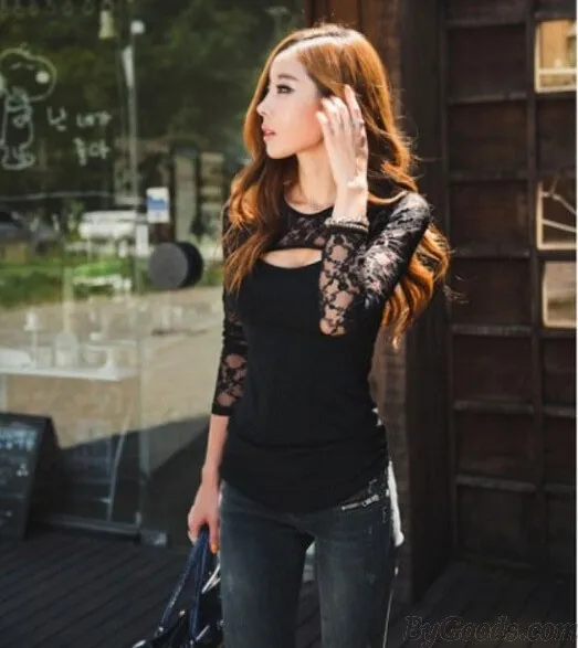 Stitching Lace Sexy Nightclub Shirt
