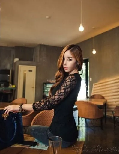 Stitching Lace Sexy Nightclub Shirt