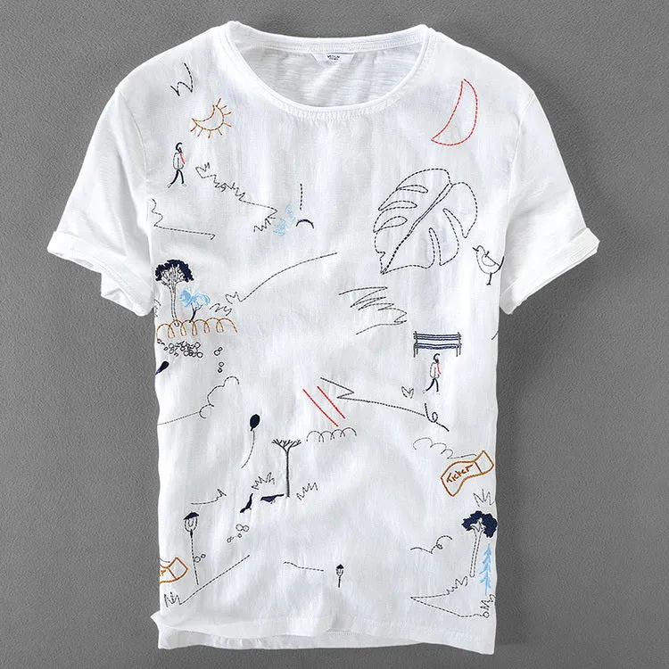 TSHIRT DE LINO MANGA CORTA PARA HOMBRE