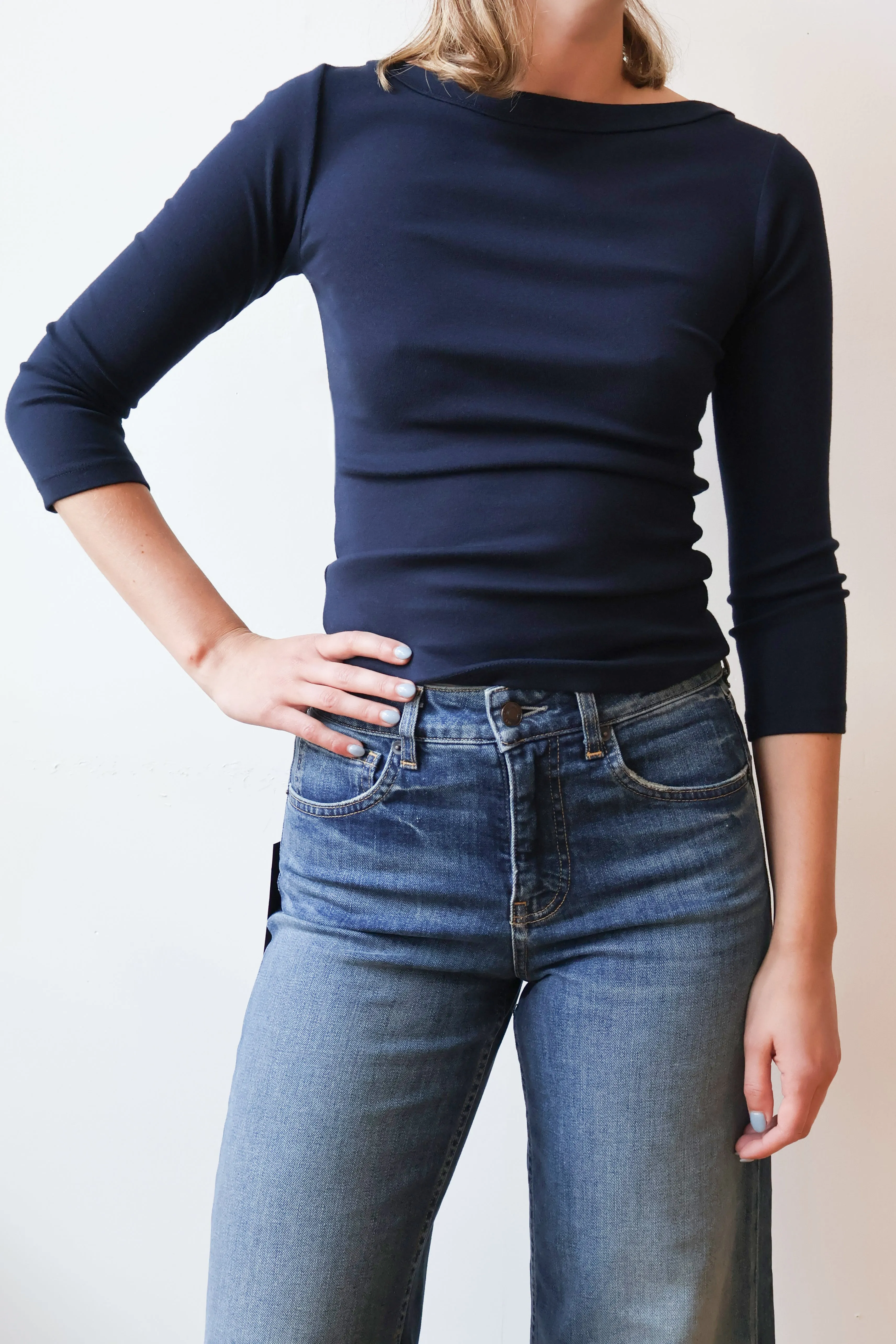 The Baby Rib Boatneck in Navy
