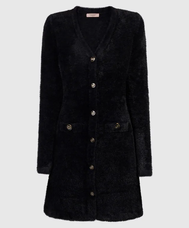 Twinset Black shirt dress with logo