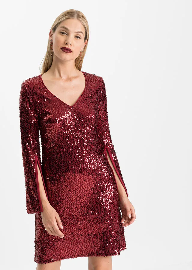 VESTIDO DE LENTEJUELAS DORADOBEIGE