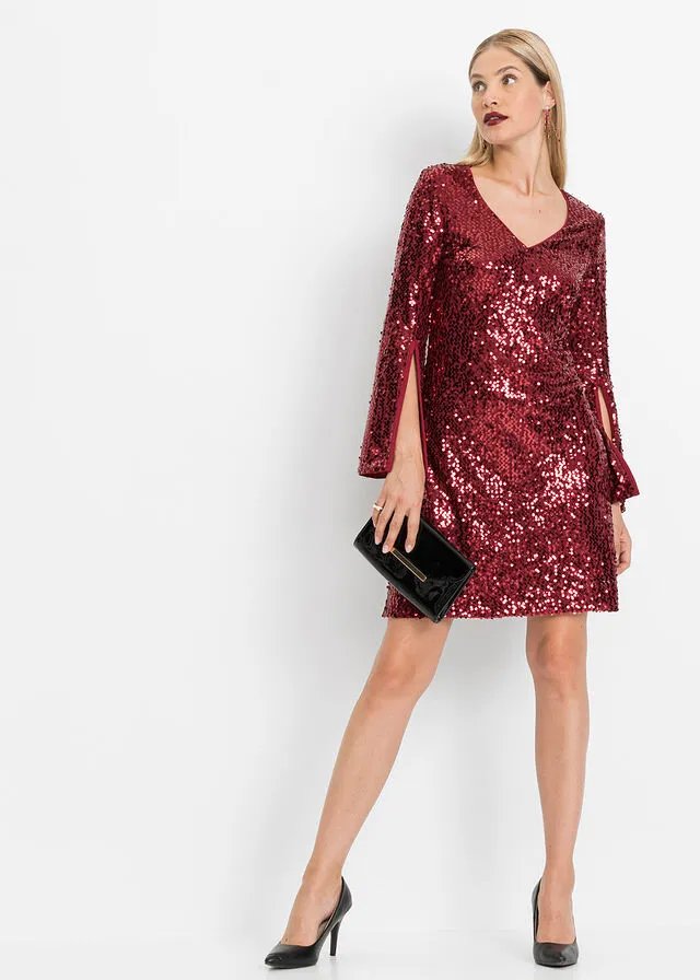 VESTIDO DE LENTEJUELAS DORADOBEIGE