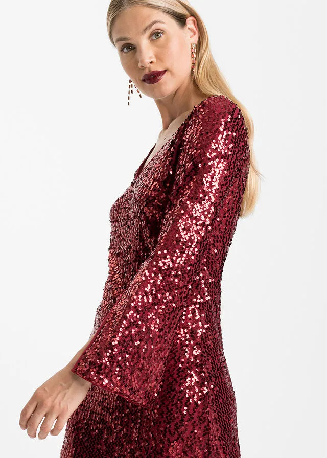 VESTIDO DE LENTEJUELAS DORADOBEIGE