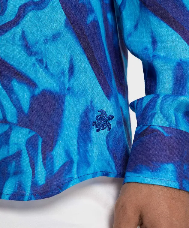 Vilebrequin Blue linen shirt Caroubis
