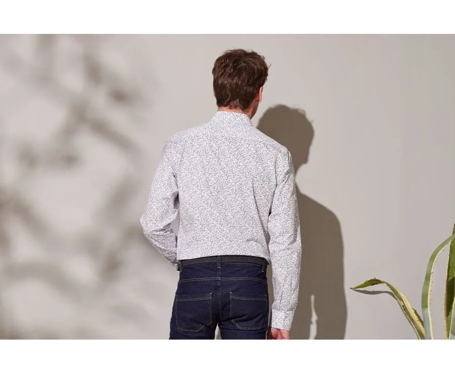 WHITE COTTON SHIRT WITH LIGHT BLUE FLORAL PRINT  ELDORIC