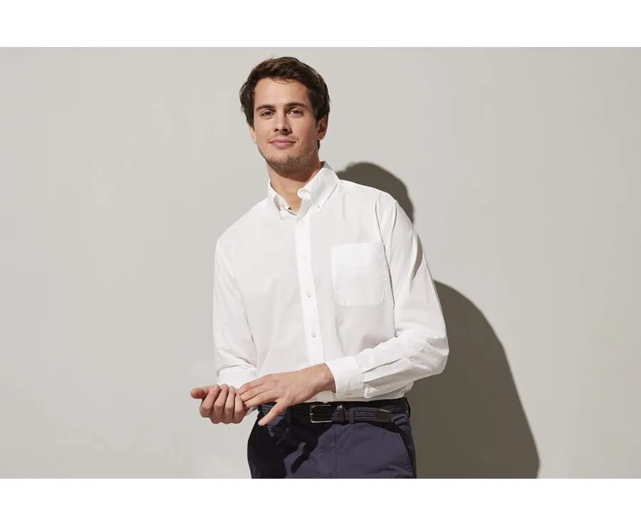 WHITE LONG SLEEVE COTTON LINEN SHIRT  COLTEN