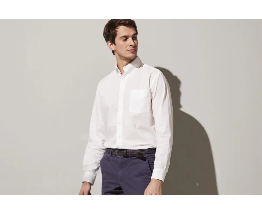 WHITE LONG SLEEVE COTTON LINEN SHIRT  COLTEN