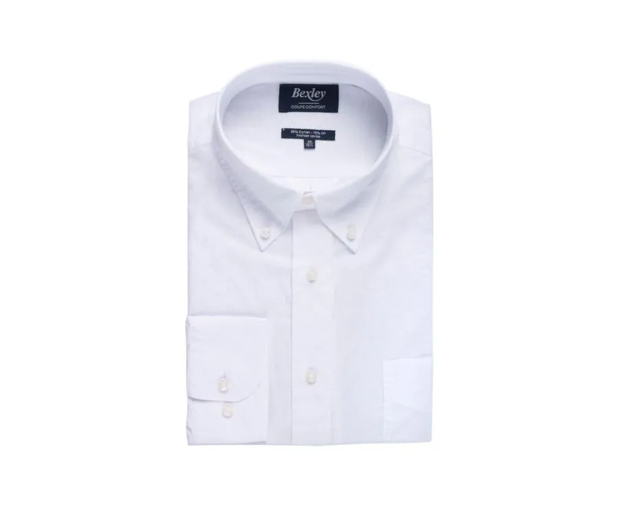 WHITE LONG SLEEVE COTTON LINEN SHIRT  COLTEN