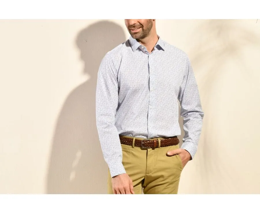 WHITE PRINTED COTTON SHIRT WITH BLUE SPOTS  SIDOINE