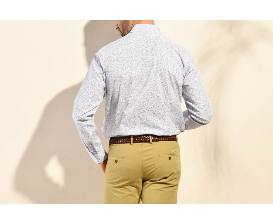 WHITE PRINTED COTTON SHIRT WITH BLUE SPOTS  SIDOINE