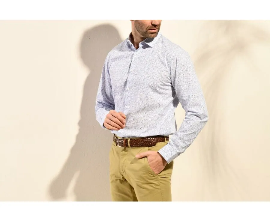 WHITE PRINTED COTTON SHIRT WITH BLUE SPOTS  SIDOINE