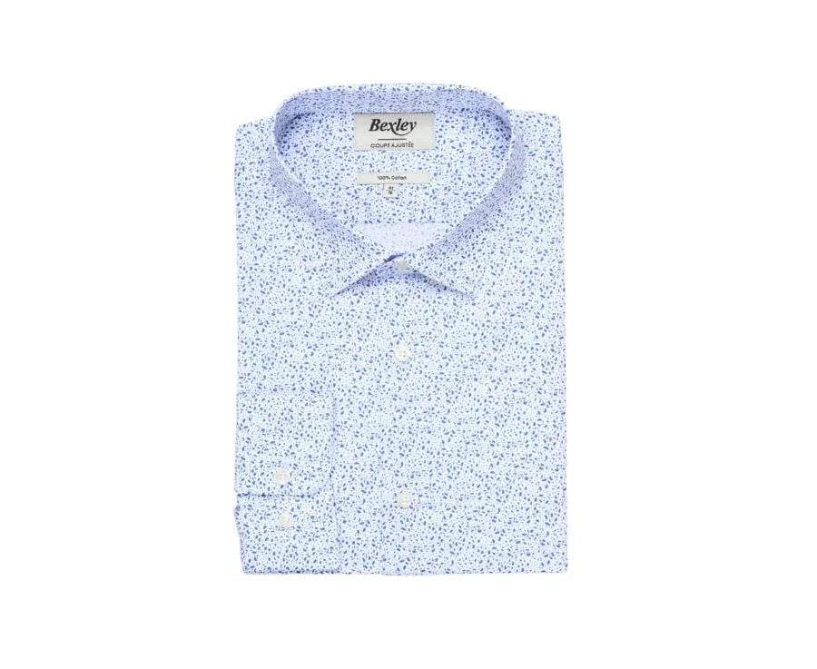 WHITE PRINTED COTTON SHIRT WITH BLUE SPOTS  SIDOINE