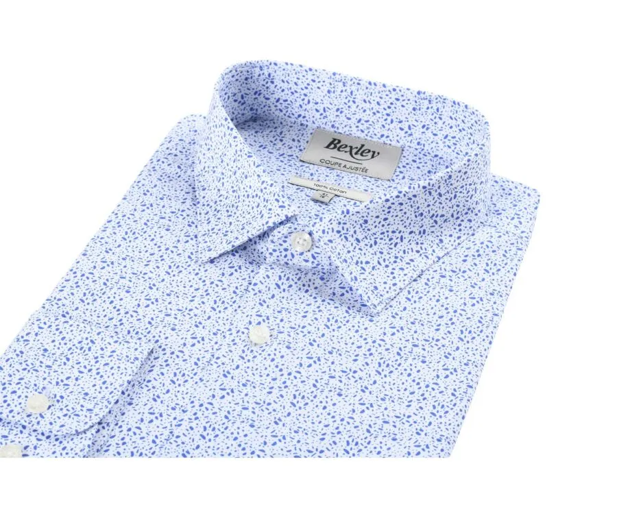 WHITE PRINTED COTTON SHIRT WITH BLUE SPOTS  SIDOINE