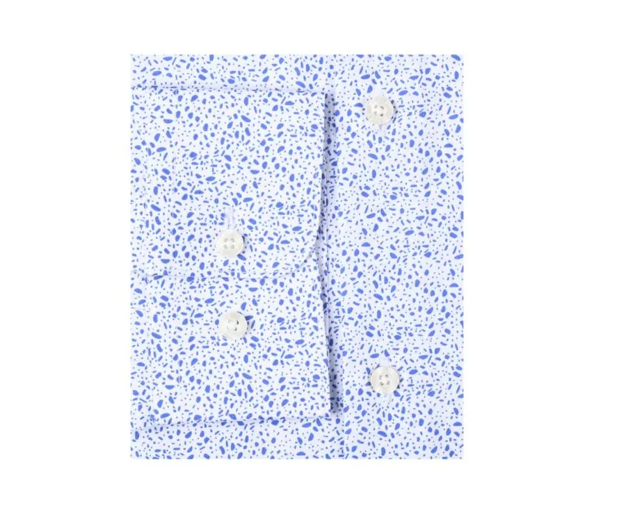WHITE PRINTED COTTON SHIRT WITH BLUE SPOTS  SIDOINE