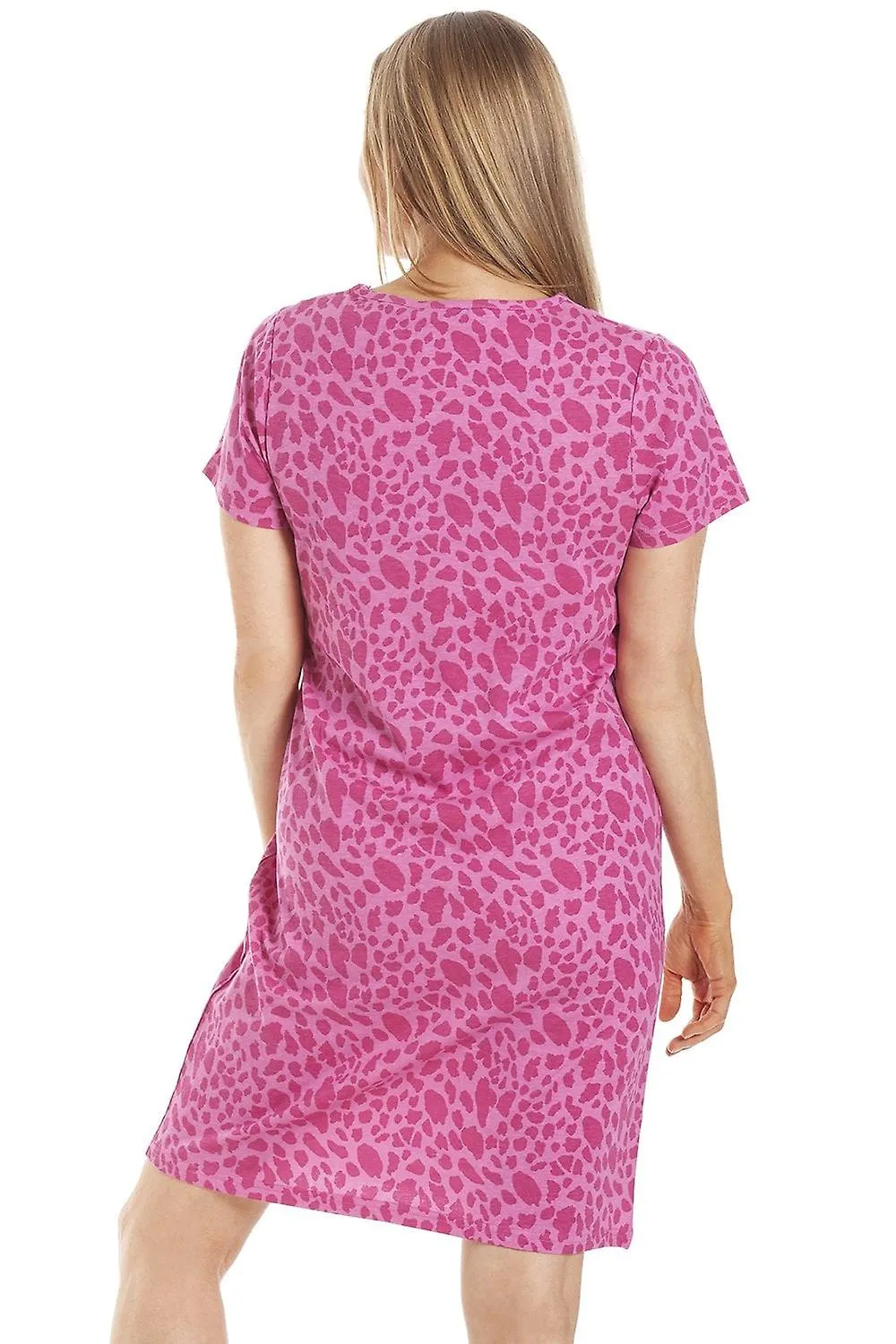 Women's Camille Womens Pink Animal Print Cotton Nightdress