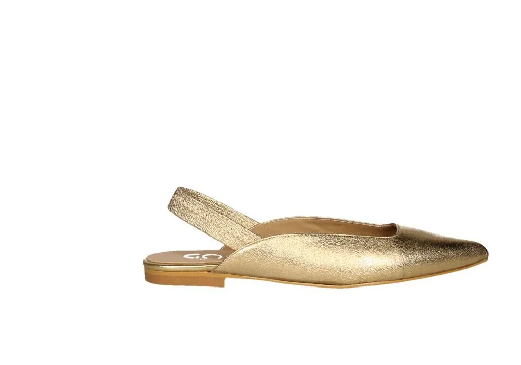 Zapato Descubierto Piel Dorado