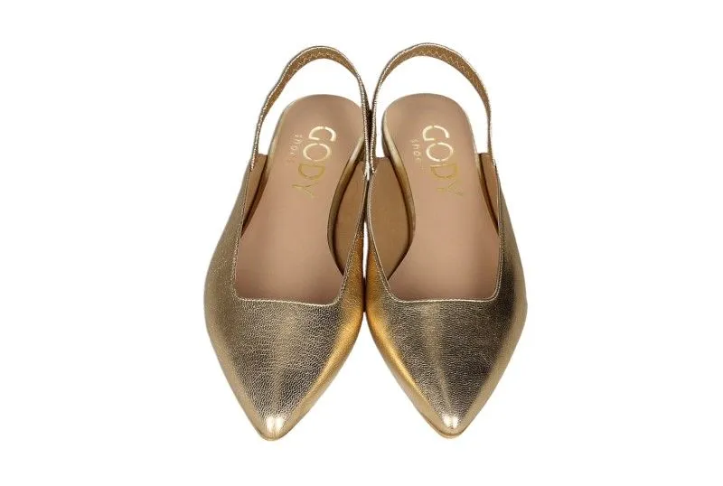 Zapato Descubierto Piel Dorado