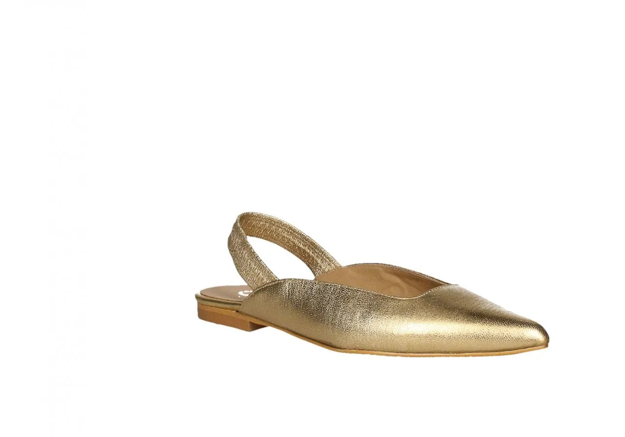 Zapato Descubierto Piel Dorado